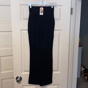 Express XXS Pitch Black High Waisted Nylon Pull-On Bootcut Pant